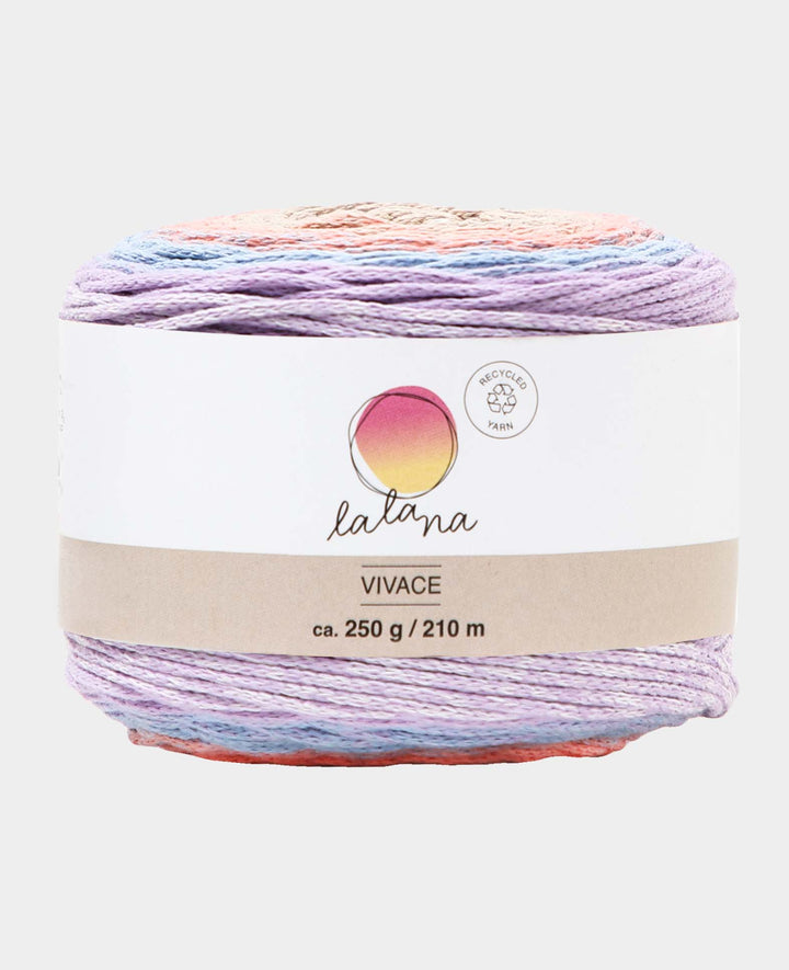 Vivace Napoli, Lalana Textilgarn zum Häkeln, Stricken, Knüpfen &amp; Makramee Projekte, Bunt, ca. 2 mm x 210 m, ca. 250 g