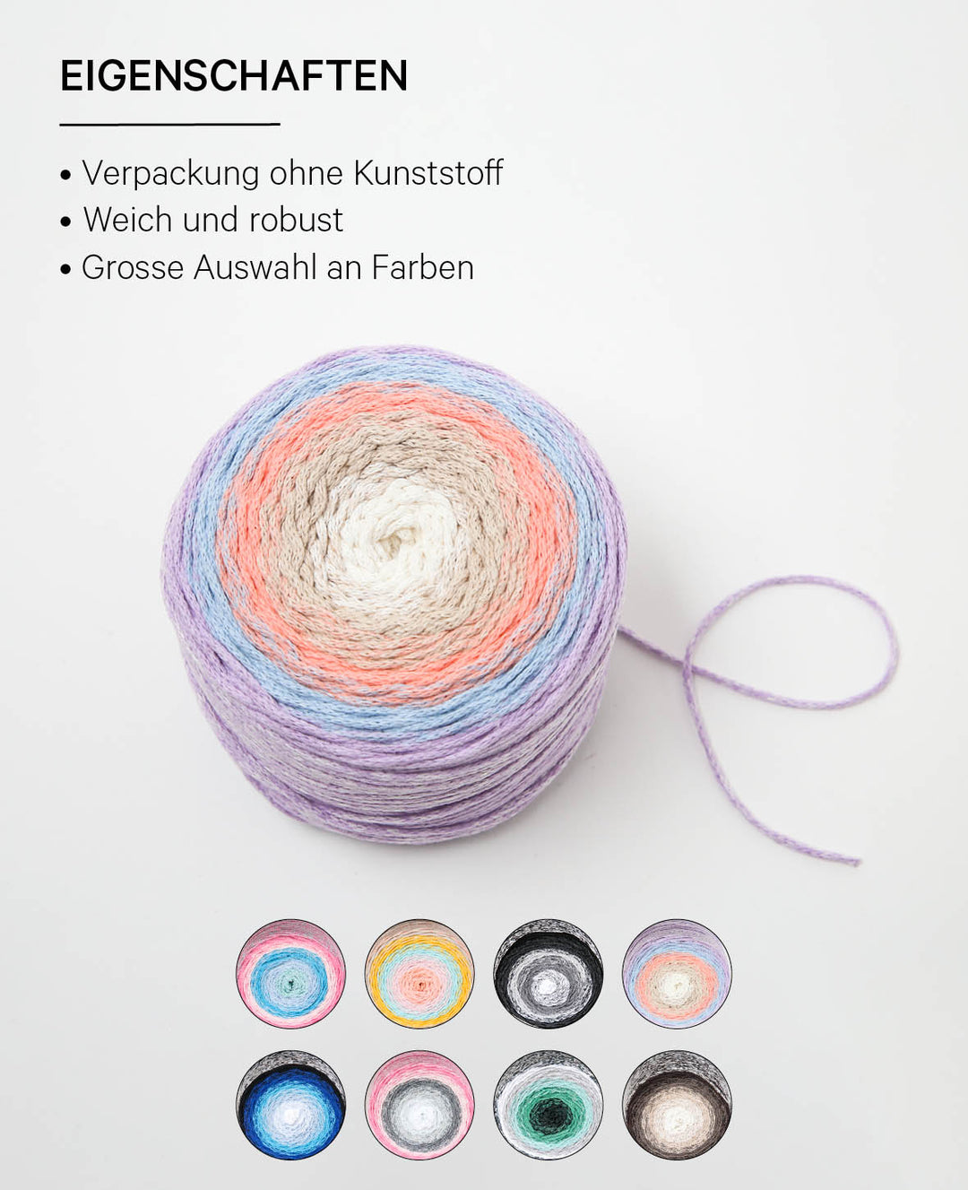 Vivace Napoli, Lalana Textilgarn zum Häkeln, Stricken, Knüpfen &amp; Makramee Projekte, Bunt, ca. 2 mm x 210 m, ca. 250 g