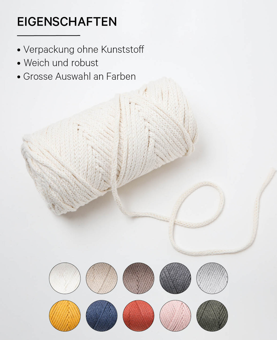 XXlace cream, Lalana chain yarn for crochet, knitting, knotting &amp; macramé projects, cream-colored, approx. 3 mm x 70 m, approx. 200 g