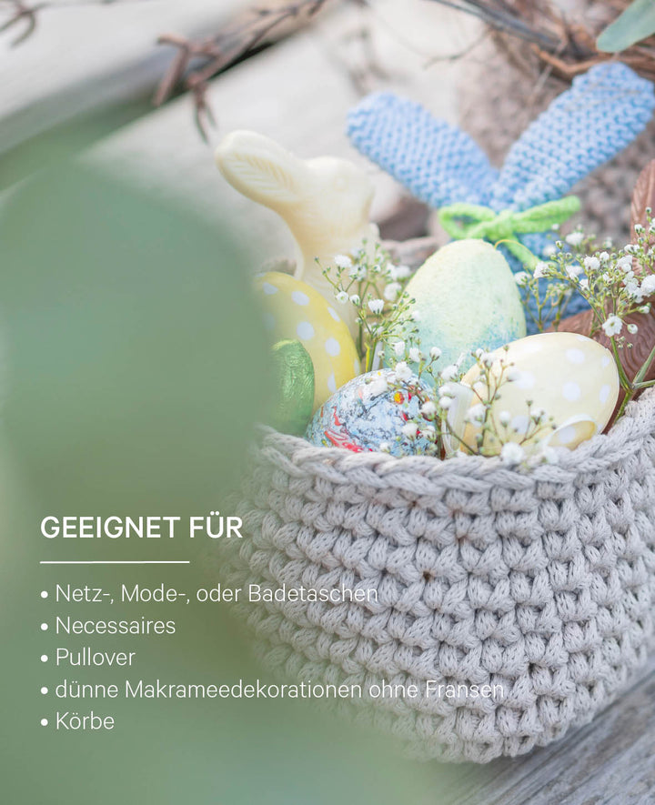 XXlace beige, Lalana Kettengarn zum Häkeln, Stricken, Knüpfen &amp; Makramee Projekte, Beige, ca. 3 mm x 70 m, ca. 200 g