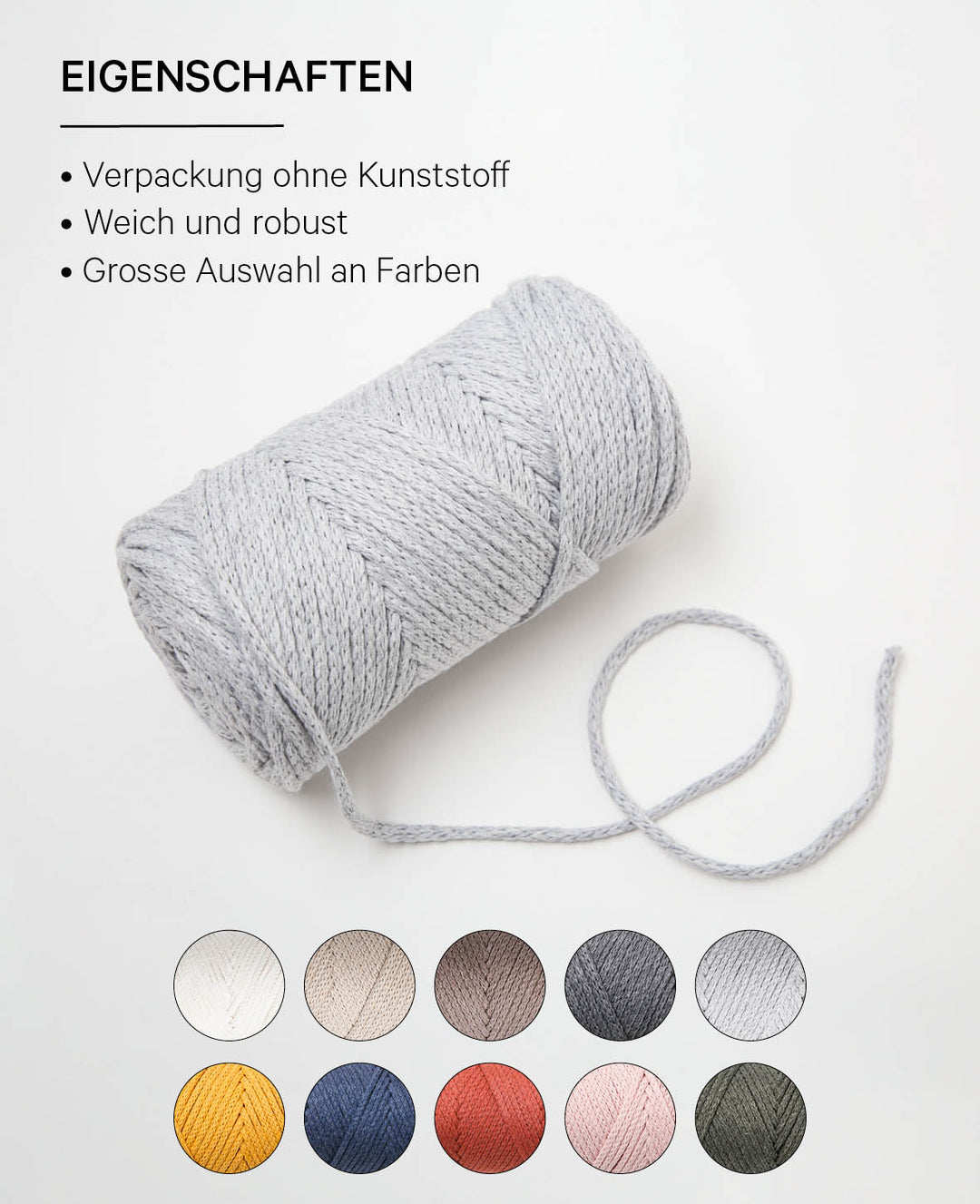 XXlace light grey, Lalana chain yarn for crochet, knitting, knotting &amp; macramé projects, light grey, approx. 3 mm x 70 m, approx. 200 g