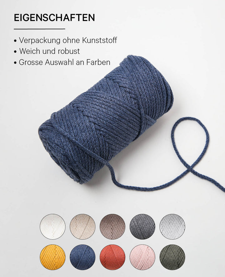 Xxlace jeans, Lalana chain yarn for crochet, knitting, knotting &amp; macramé, blue-grey, approx. 3 mm x 70 m, approx. 200 g