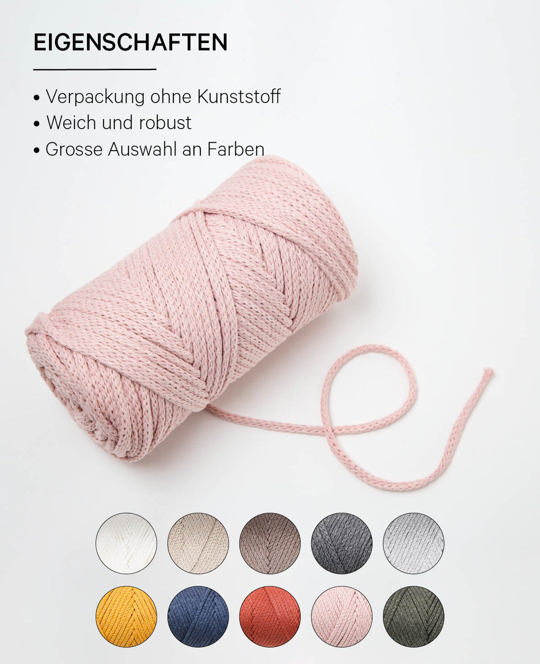 Xxlace powder, Lalana Kettengarn zum Häkeln, Stricken, Knüpfen &amp; Makramee, Rosa, ca. 3 mm x 70 m, ca. 200 g