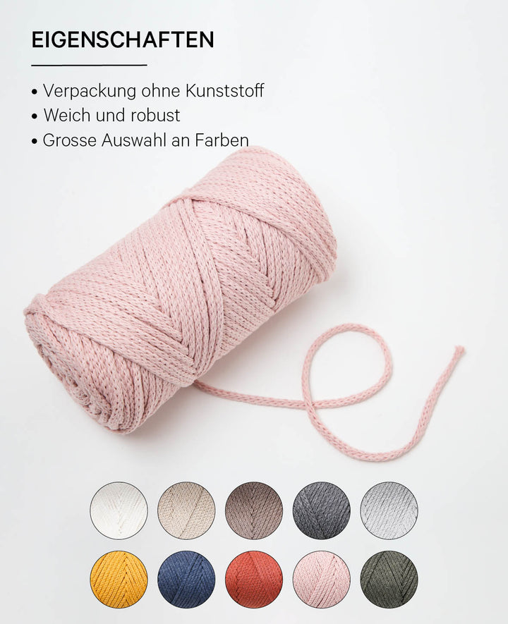 Xxlace powder, Lalana Kettengarn zum Häkeln, Stricken, Knüpfen &amp; Makramee, Rosa, ca. 3 mm x 70 m, ca. 200 g