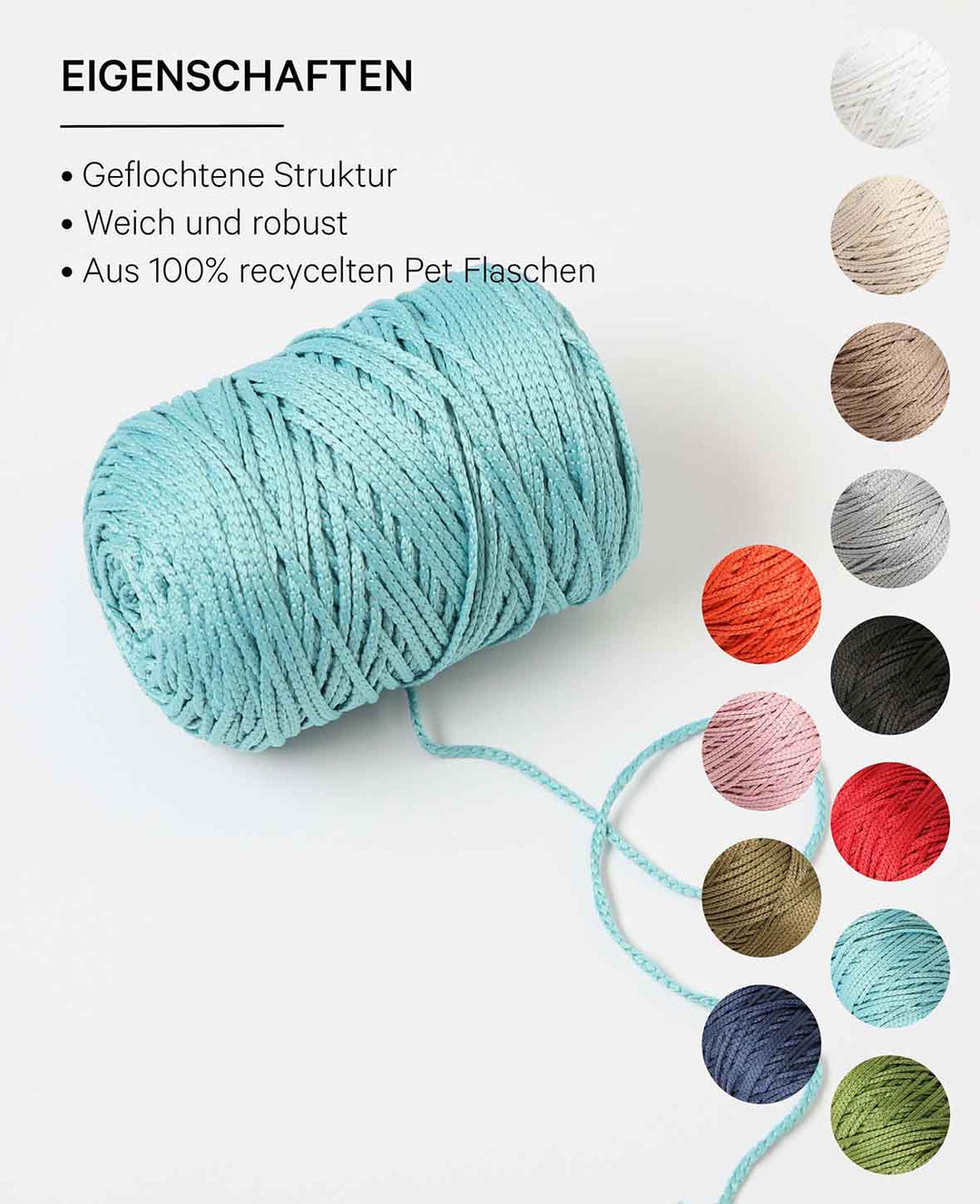 Fiona Mint, Lalana Chainette Yarn, Mint Green, approx. 100 g, approx. 120 m, ø 2mm