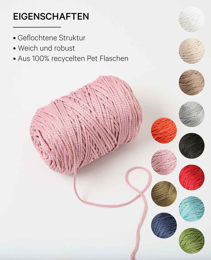 Fiona powder, Lalana chainette yarn, powder pink, approx. 100 g, approx. 120 m, ø 2mm