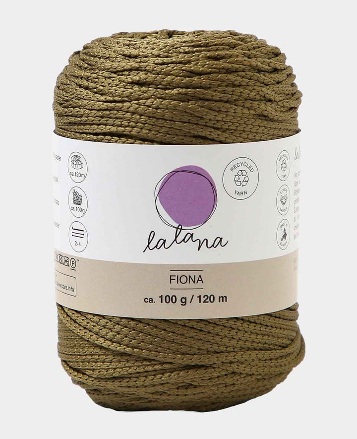 Fiona khaki, Lalana chainette yarn, approx. 100 g, approx. 120 m, ø 2mm