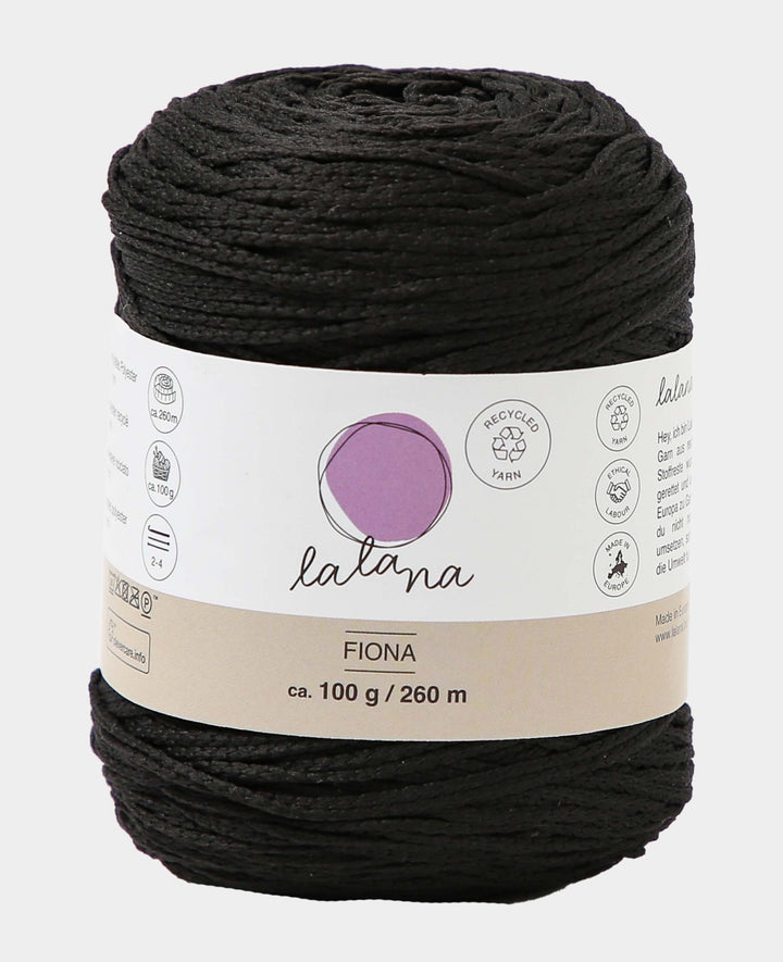 Fiona black, Lalana chain yarn, black, approx. 100 g, approx. 260 m, ø 1mm