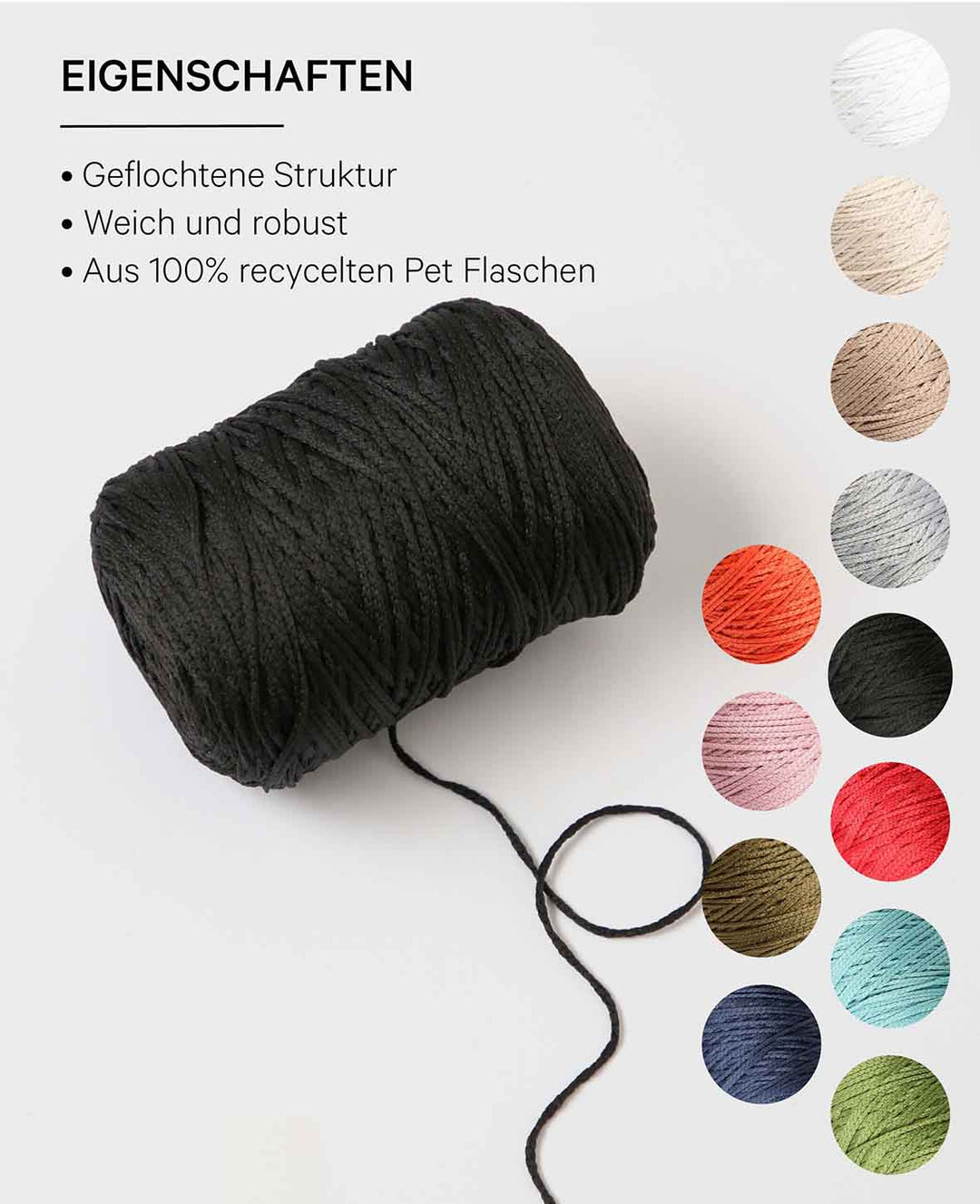 Fiona black, Lalana chain yarn, black, approx. 100 g, approx. 260 m, ø 1mm