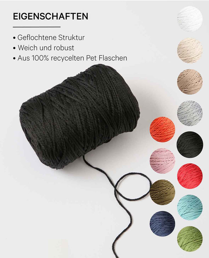 Fiona black, Lalana chain yarn, black, approx. 100 g, approx. 260 m, ø 1mm