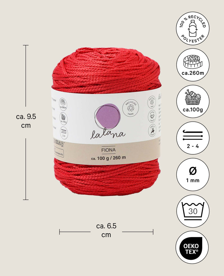 Fiona red, Lalana Kettengarn, Rot, ca. 100 g, ca. 260 m, ø 1mm