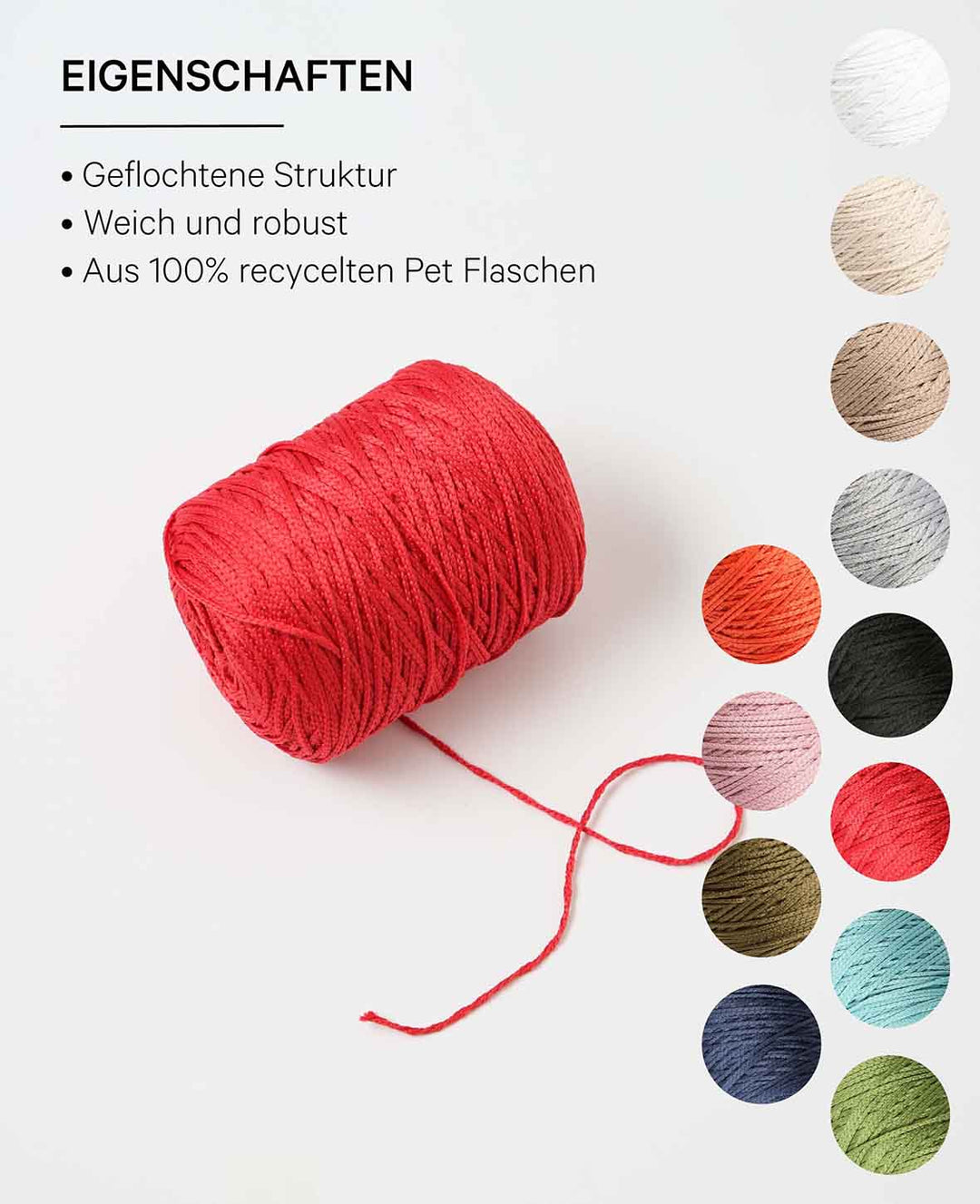 Fiona red, Lalana Kettengarn, Rot, ca. 100 g, ca. 260 m, ø 1mm