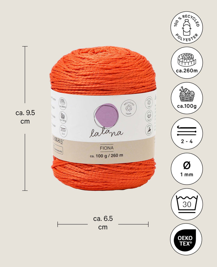 Fiona rouille, Lalana fil chaîne, Rouge rouille, env. 100 g, env. 260 m, ø 1 mm