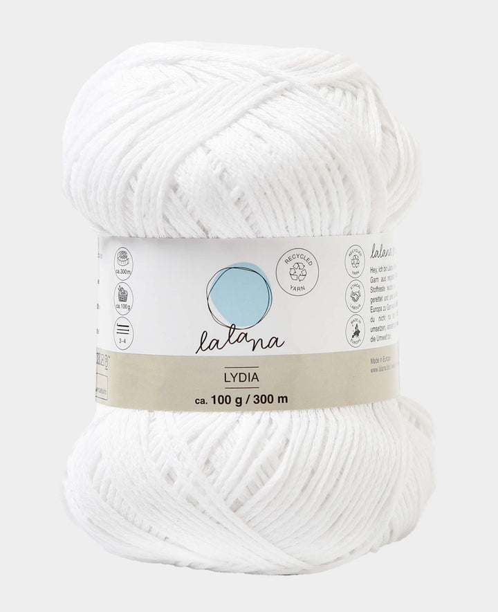 Lydia White, Lalana Chain Yarn, White, approx. 100 g, approx. 300 m, ø 1.5mm