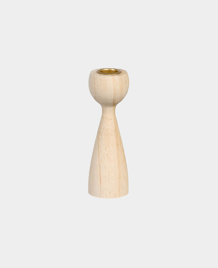 Bougeoir conique en bois naturel