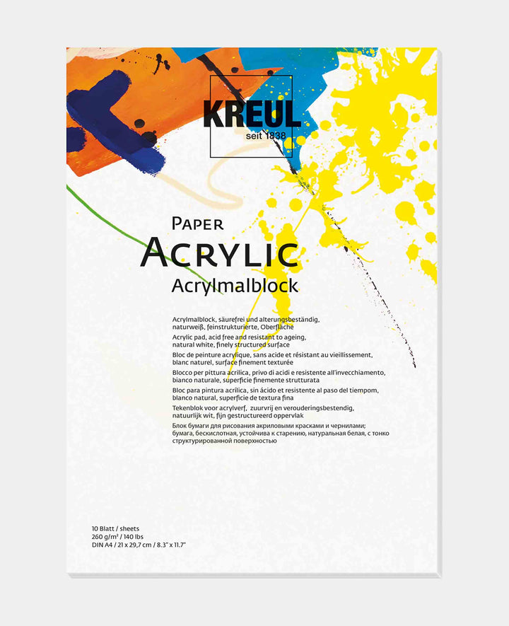 KREUL Paper Acrylic A4 – 260 g/m², 10 Blatt, für Acryl &amp; Marker
