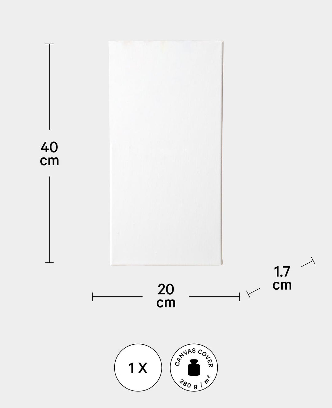 Stretcher Bar Classic, 1.7 x 20 x 40 cm, White