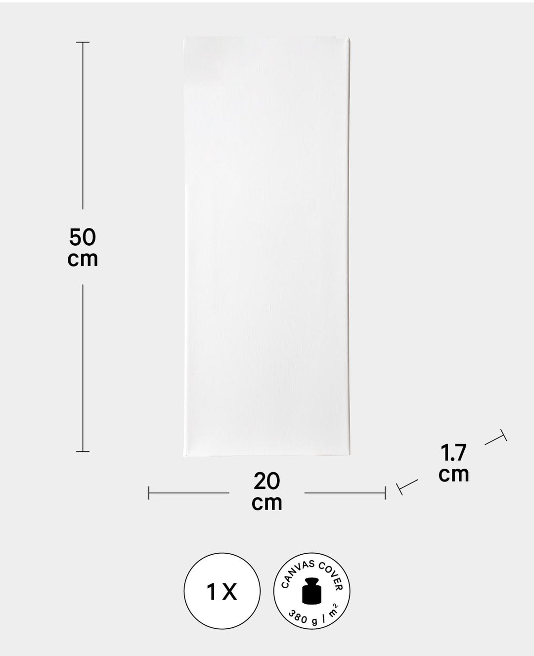 Stretcher Bar Classic, 1.7 x 20 x 50 cm, White