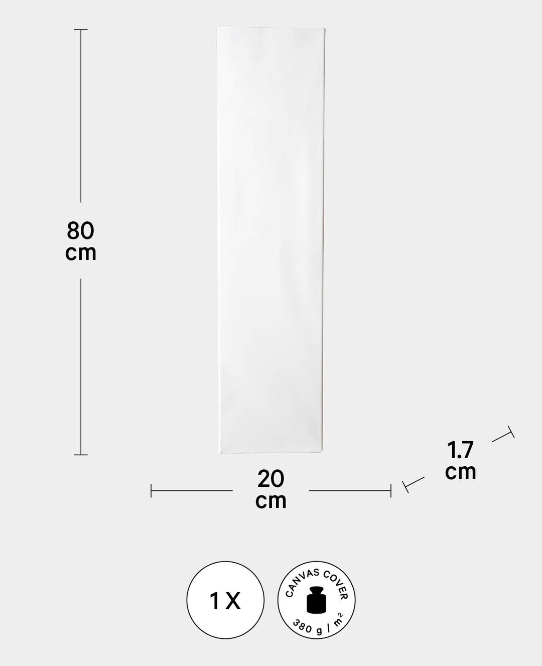 Stretcher Bar Classic, 1.7 x 20 x 80 cm, White