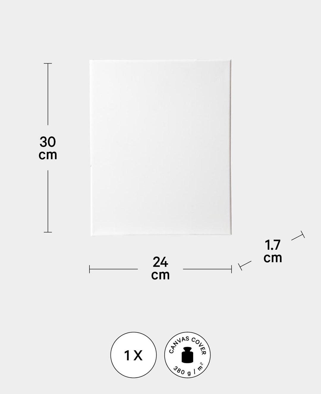 Stretched Canvas Classic, 1.7 x 30 x 40 cm, White