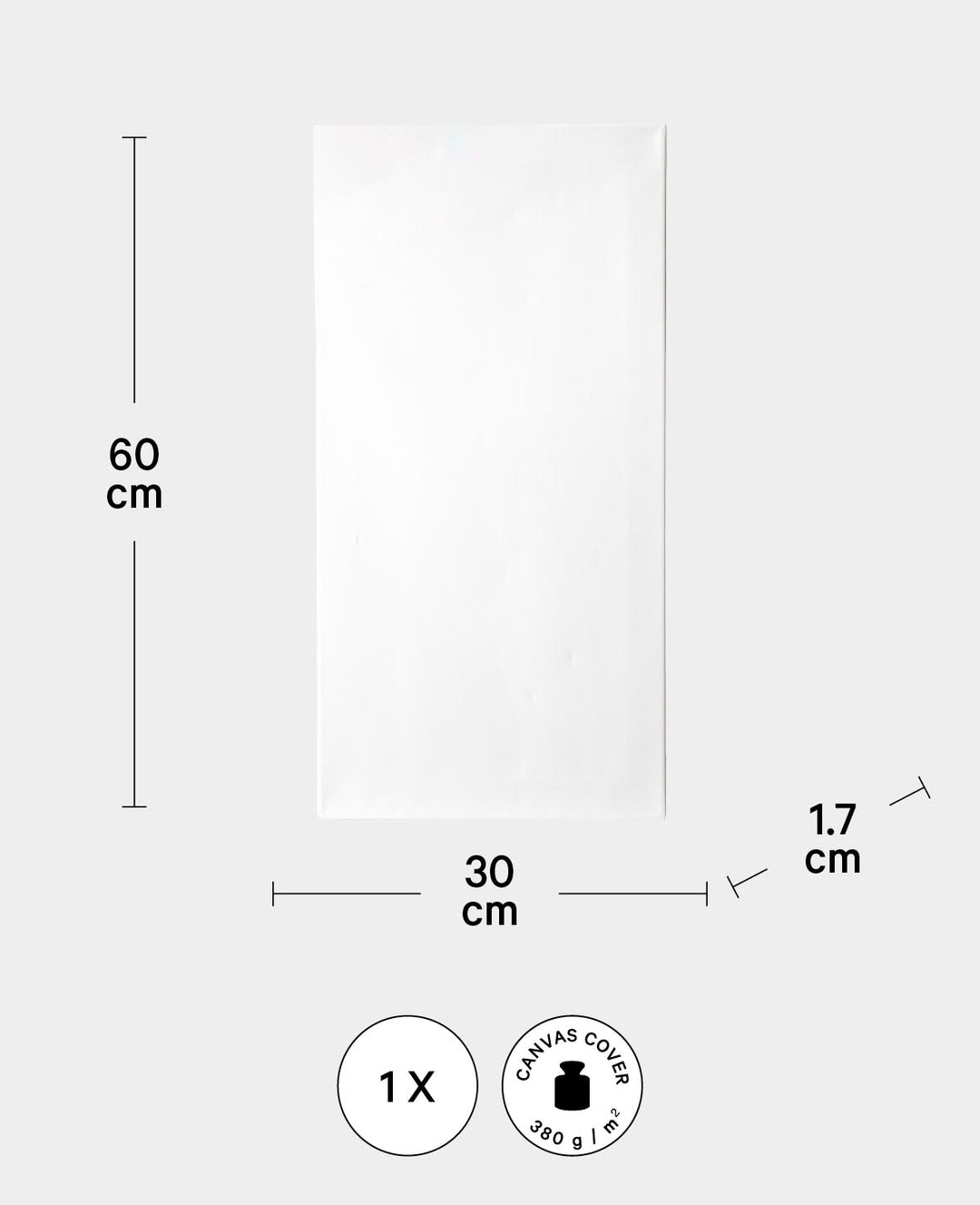 Châssis entoilé Classic, 1,7 x 30 x 60 cm, Blanc