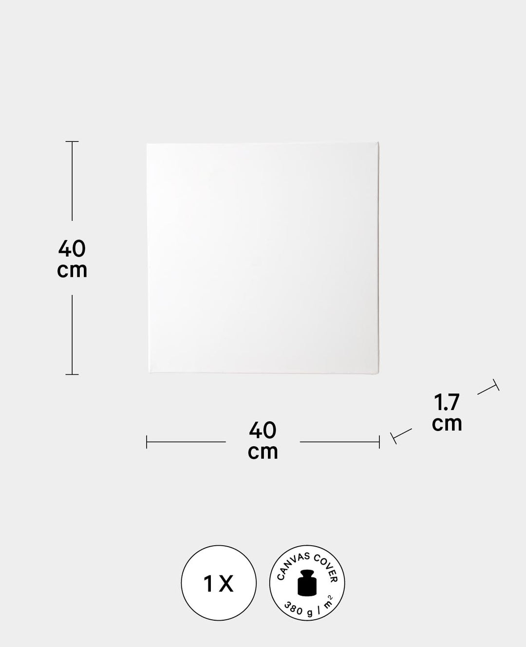 Stretcher Frame Classic, 1.7 x 40 x 40 cm, White