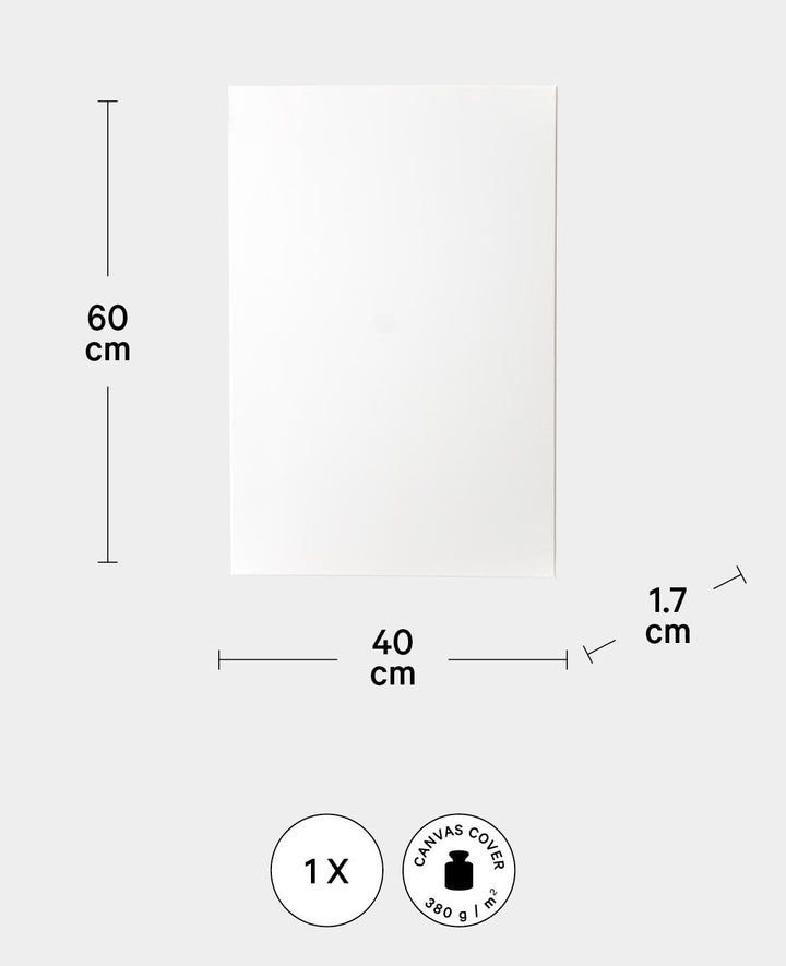 Stretched Canvas Classic, 1.7 x 40 x 60 cm, White