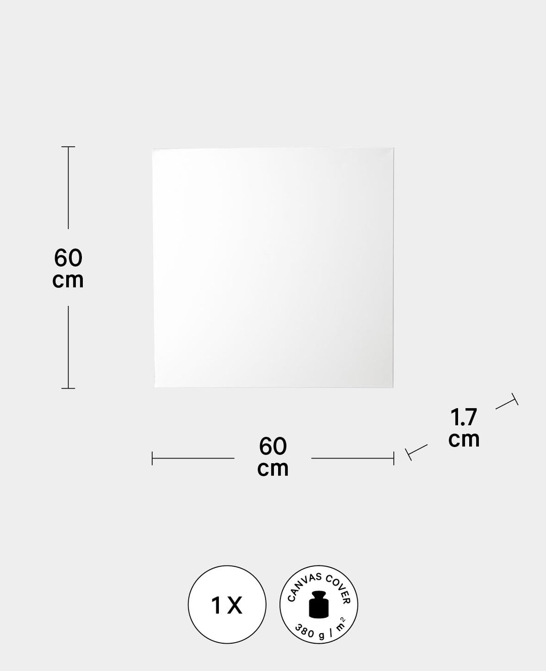 Stretcher Frame Classic, 1.7 x 60 x 60 cm, White