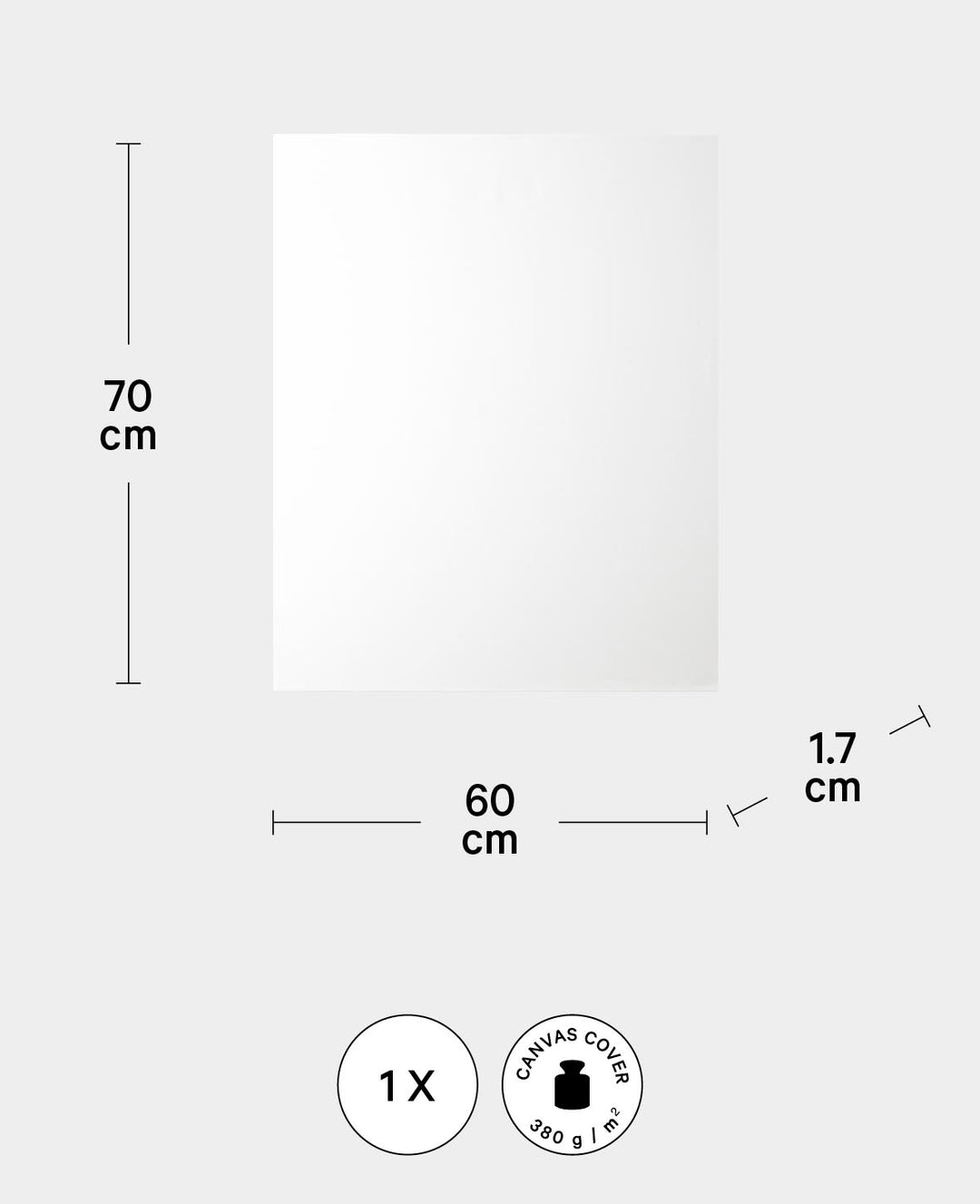 Stretcher Frame Classic, 1.7 x 60 x 70 cm, White