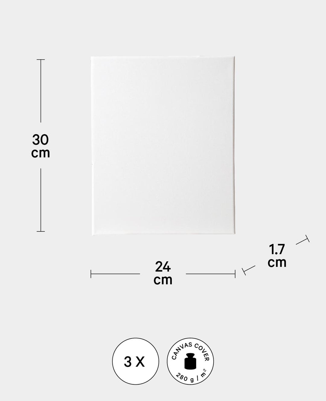 Stretcher Frame, 1.7 x 24 x 30 cm, White, 3 pcs.