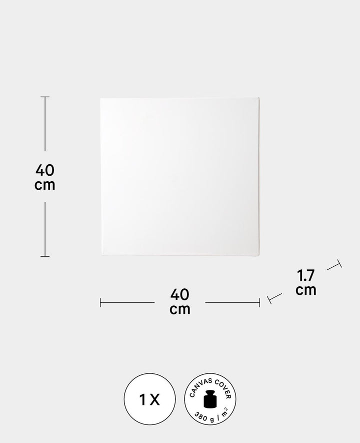 Stretched canvas, 1.7 x 40 x 40 cm, white, 3 pcs.