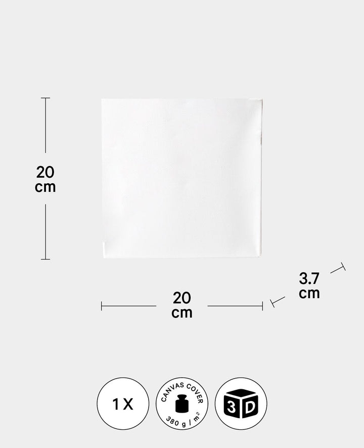 Stretched Canvas 3D, 3.7 x 20 x 20 cm, White