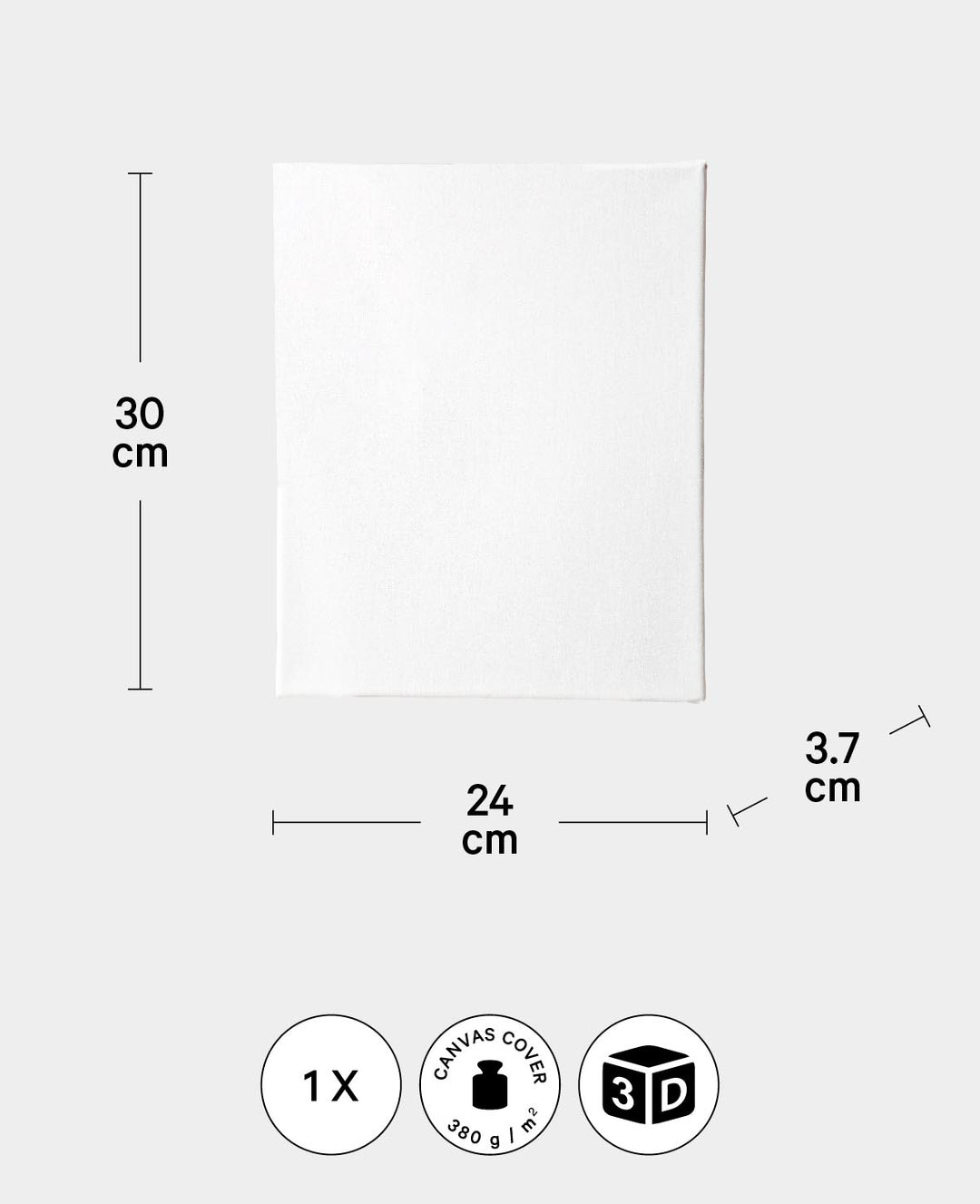 Stretcher frame 3D, 3.7 x 24 x 30 cm, White