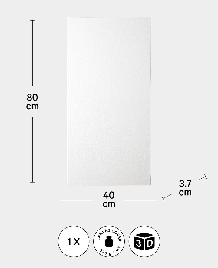 Stretched Canvas 3D, 3.7 x 40 x 80 cm, White
