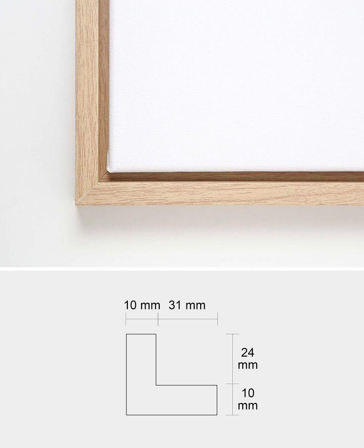 Shadow gap frame, 34 x 44 cm, for stretcher frame size 30 x 40 cm, beech wood