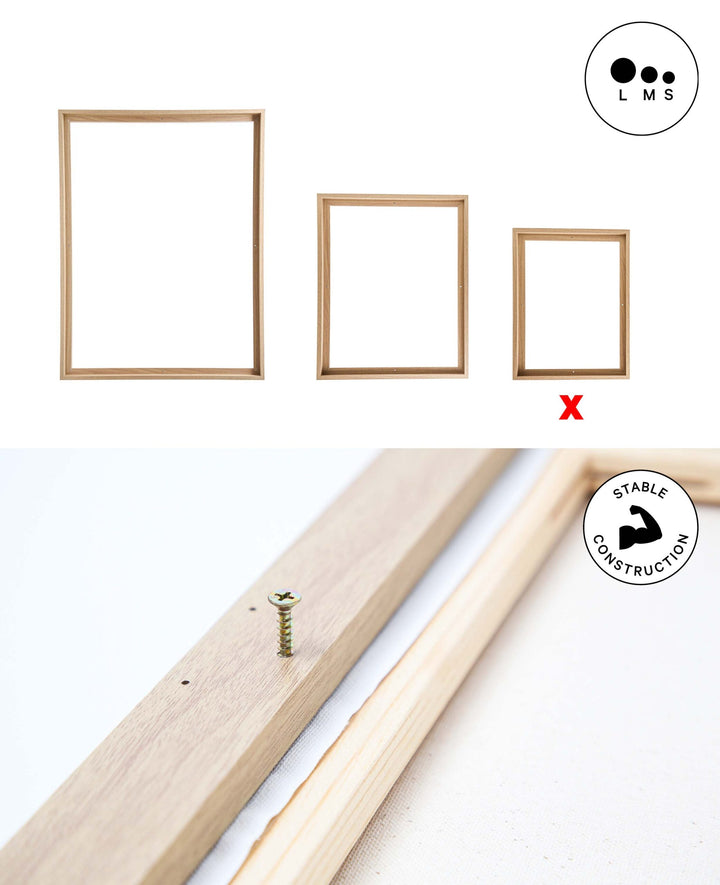 Shadow gap frame, 34 x 44 cm, for stretcher frame size 30 x 40 cm, beech wood