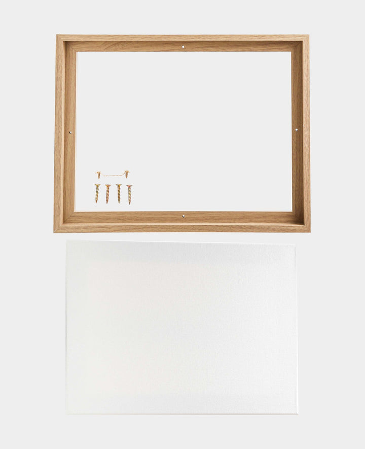 Shadow gap frame set, 34 x 44 cm, incl. stretcher frame (30 x 40 cm), pine wood