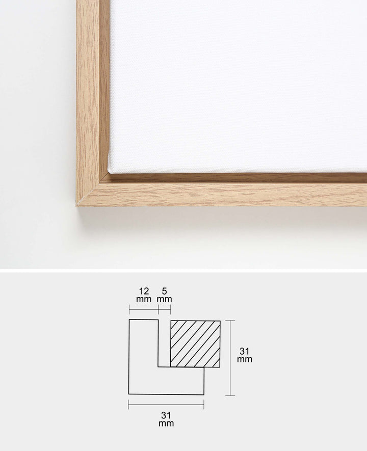 Shadow gap frame set, 34 x 44 cm, incl. stretcher frame (30 x 40 cm), pine wood