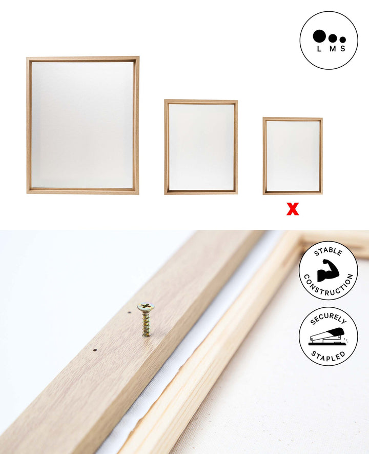 Shadow gap frame set, 34 x 44 cm, incl. stretcher frame (30 x 40 cm), pine wood
