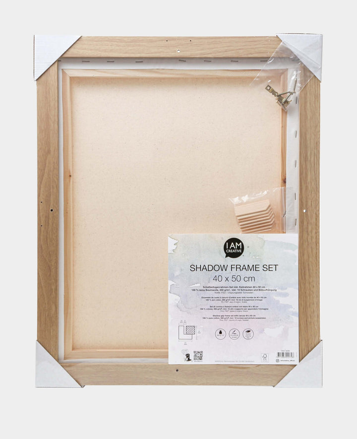 Shadow Gap Frame Set, 44 x 54 cm, incl. Stretcher Bar Frame (40 x 50 cm), Pine Wood