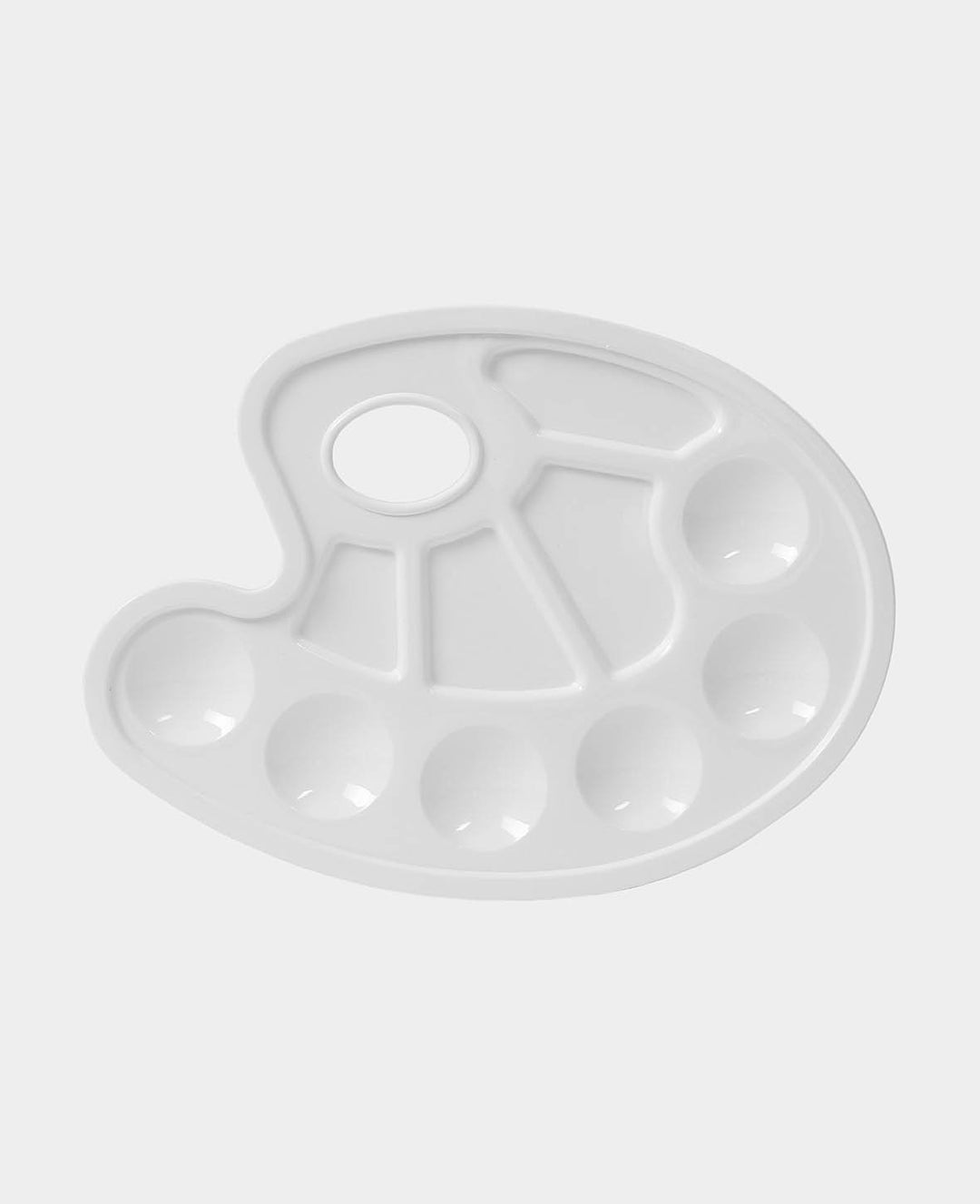 Mixing Palette, Oval, Plastic Painting Palette with Thumb Hole for Painters and Artists with 10 Wells for Mixing Paints, White, 23 x 1 x 17 cm