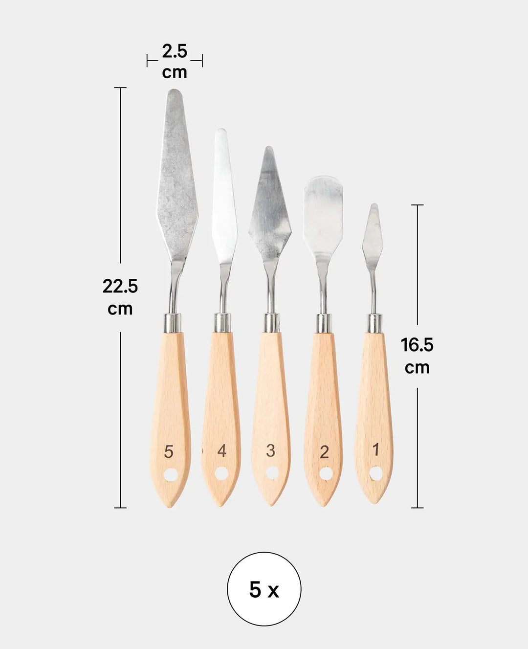 Painting Knife Set, 5-piece Stainless Steel Palette Knife Set with Straight Edges, Painting Spatulas in Various Shapes