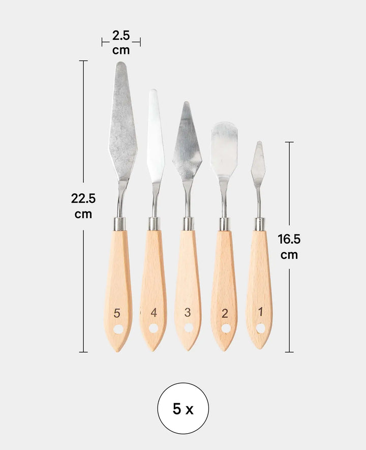 Painting Knife Set, 5-piece Stainless Steel Palette Knife Set with Straight Edges, Painting Spatulas in Various Shapes