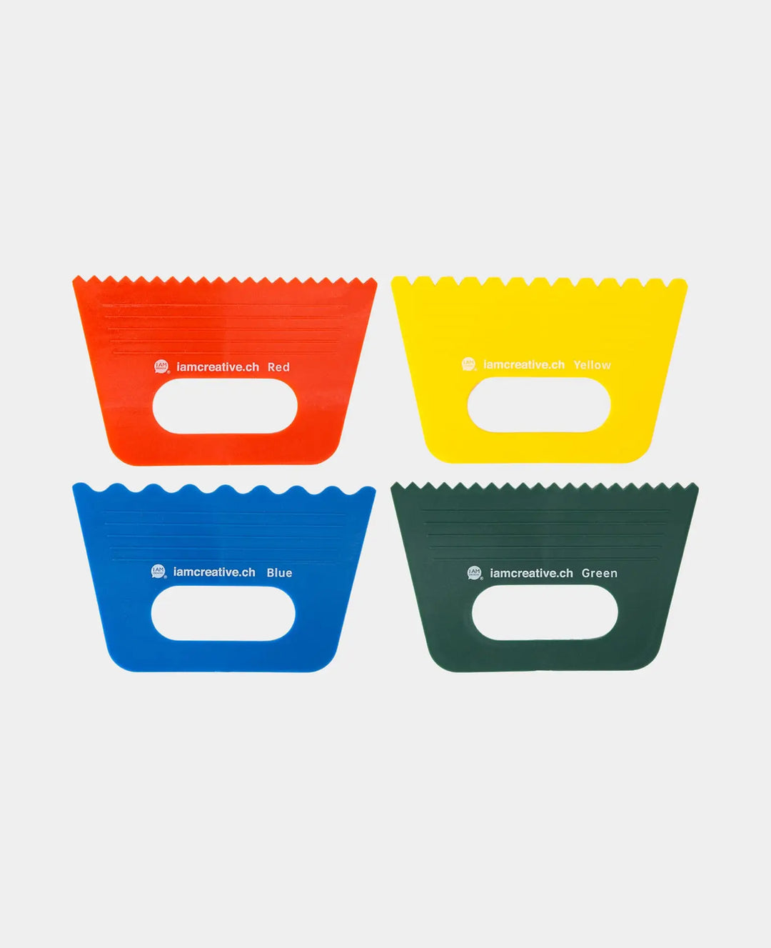 Jeu de spatules en plastique, 4 pièces, avec différentes dentures