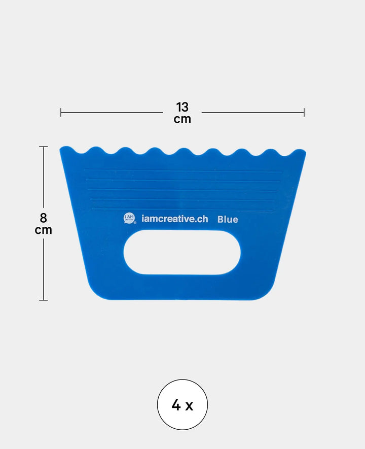 Jeu de spatules en plastique, 4 pièces, avec différentes dentures