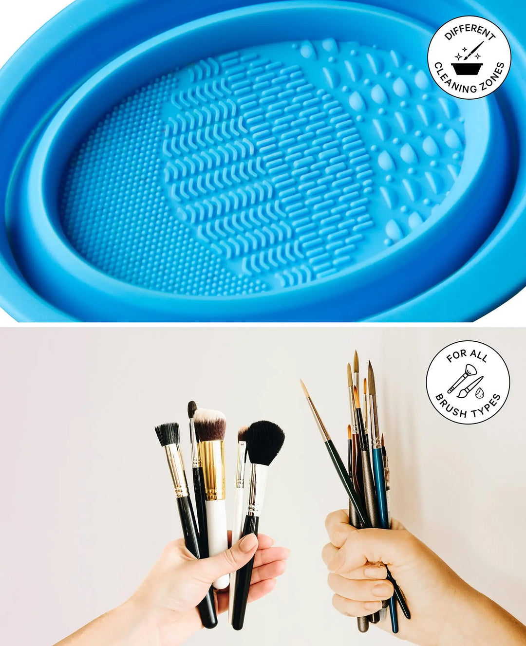 Brush cleaner, brush cleaning container, silicone, 11 x 14.7 cm