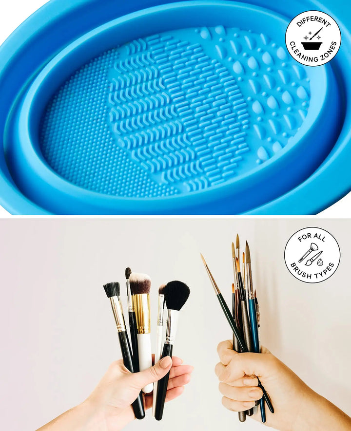 Brush cleaner, brush cleaning container, silicone, 11 x 14.7 cm