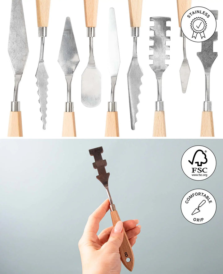 Painting Knife Set, 5-piece Stainless Steel Palette Knife Set with Straight Edges, Painting Spatulas in Various Shapes