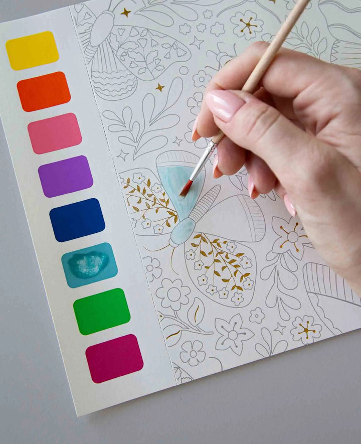 Watercolor Set with Painting Sheets, incl. 1 Brush, 15.2 cm x 20.3 cm, 2 Painting Sheets