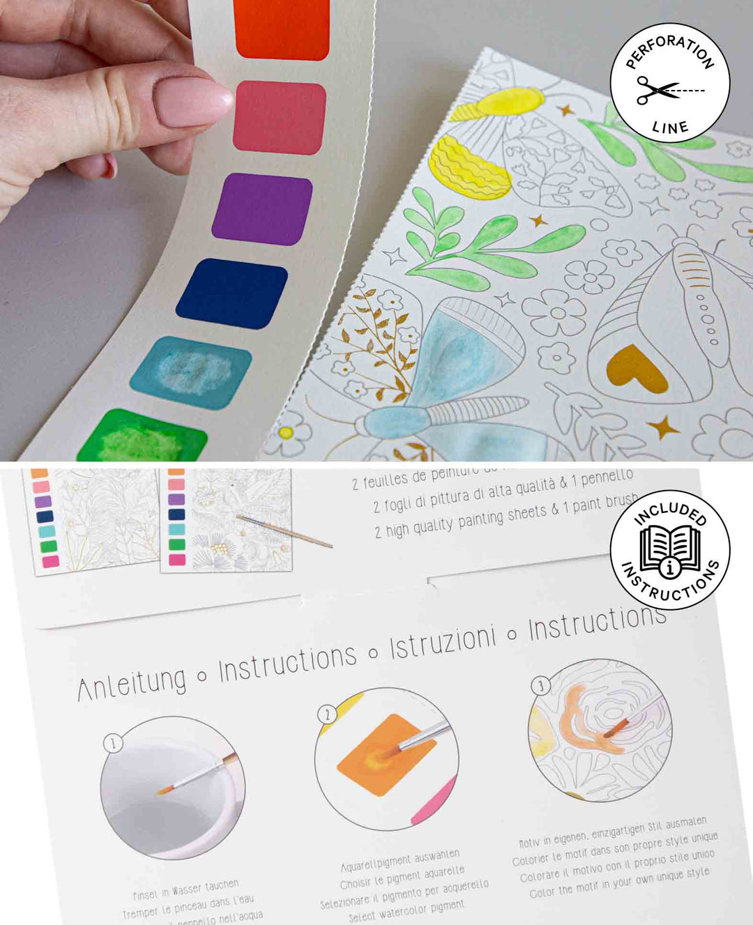 Watercolor Set with Painting Sheets, incl. 1 Brush, 15.2 cm x 20.3 cm, 2 Painting Sheets